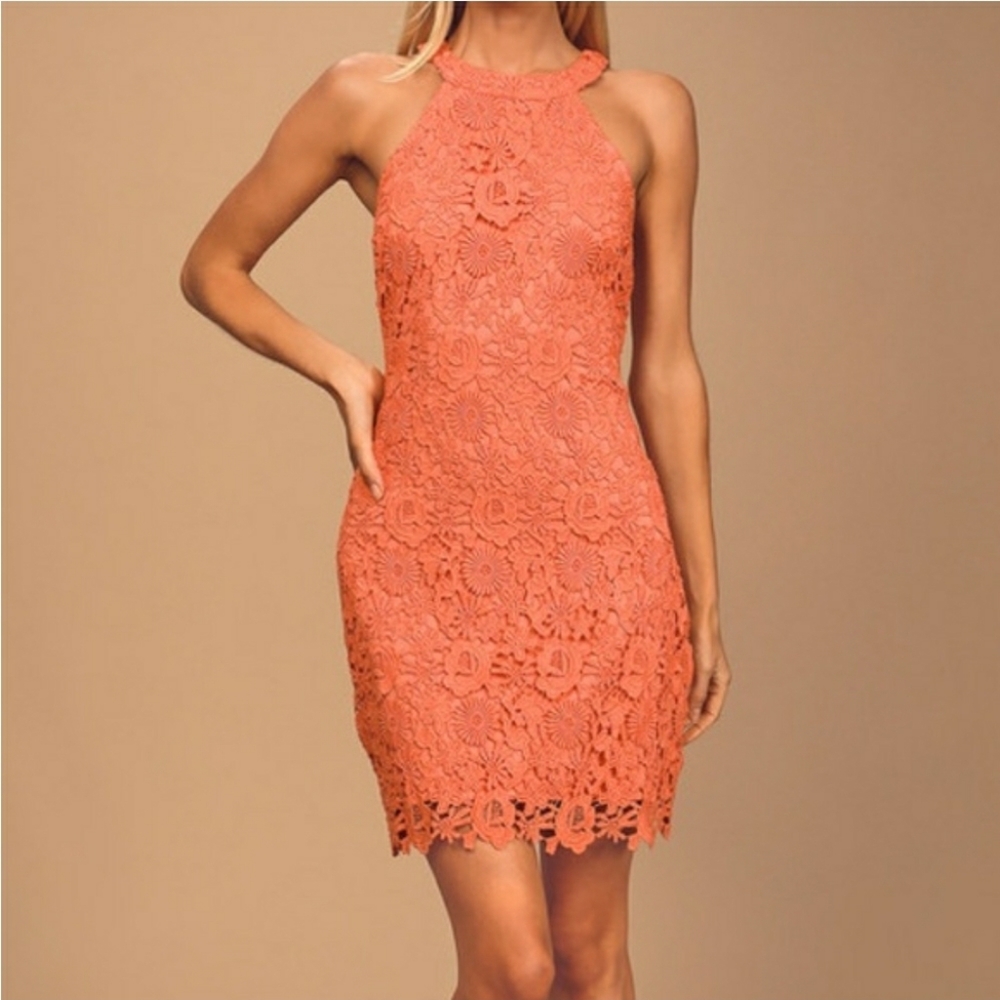 Lulu's coral lace dress